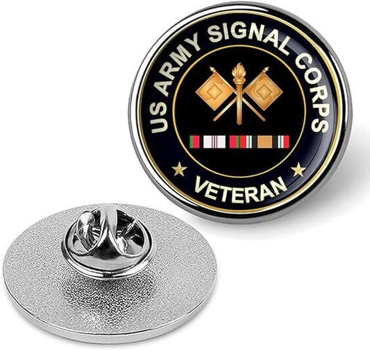 US Army Signal Corps Veteran Tie Suit Shirt Lapel Pin - Silver