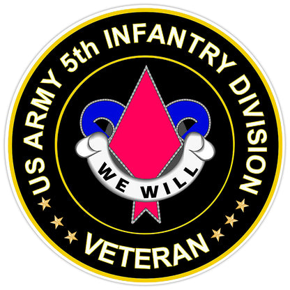 US Army 5th Infantry Division Veteran Bumper Sticker Military Vinyl Decal 5"