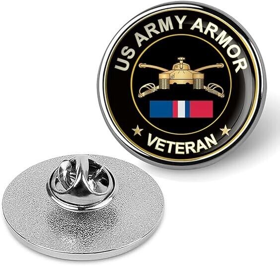 US Army Armor Veteran Tie Suit Shirt Lapel Pin - Silver