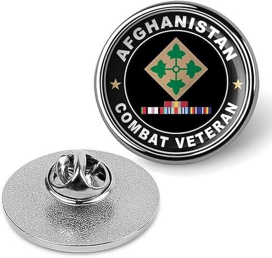 Afghanistan Combat Veteran Tie Suit Shirt Lapel Pin - Silver