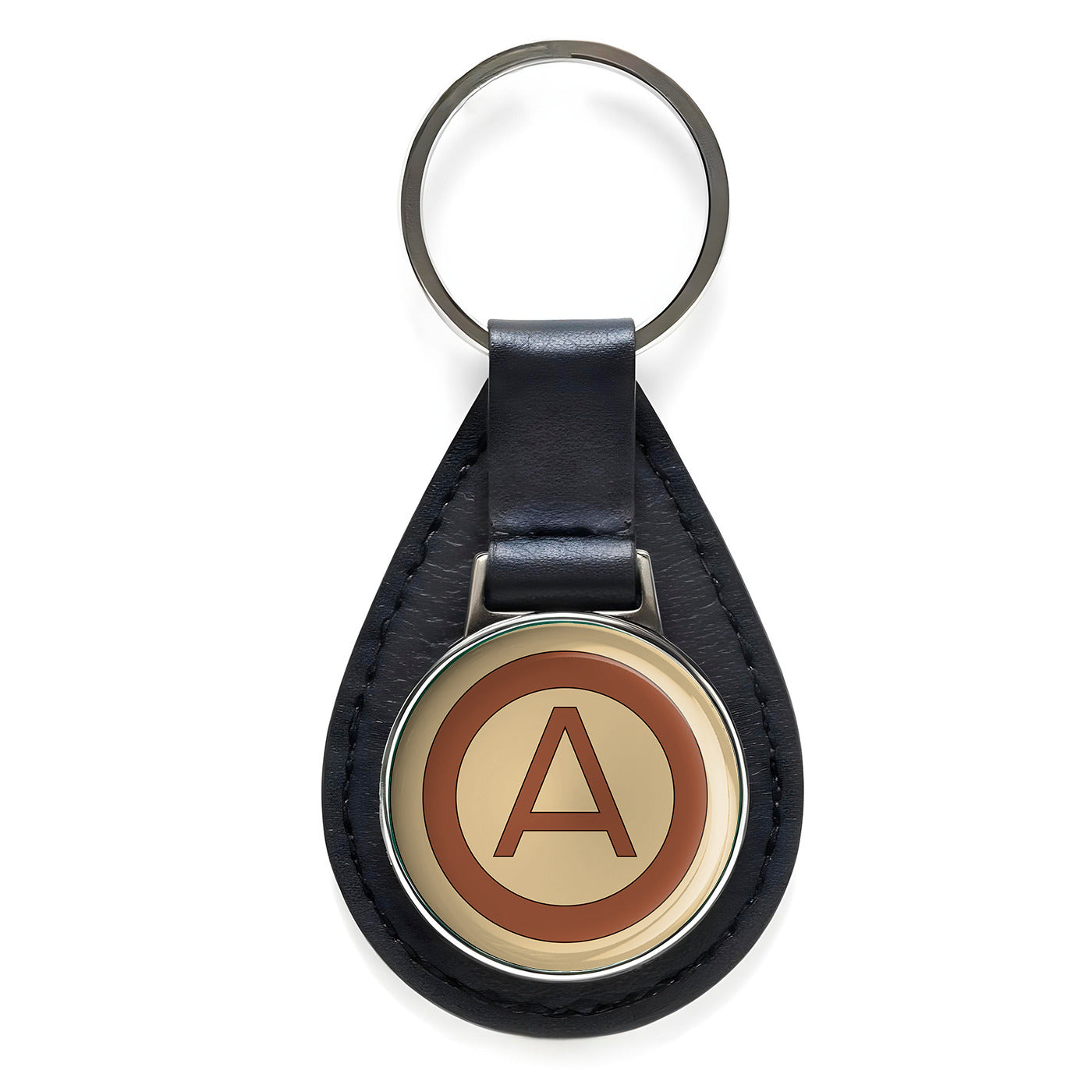 3rd Army Desert Camo Black Leather Keychain Silver Keyring Military Gift
