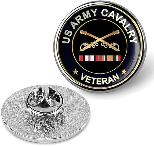 US Army Cavalry Veteran Tie Suit Shirt Lapel Pin - Silver