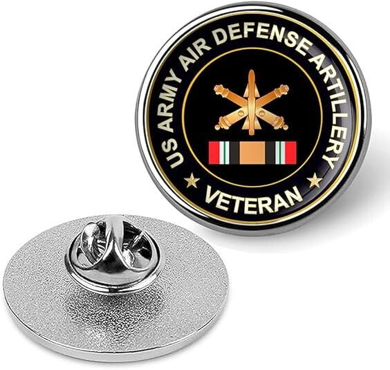 US Army Air Defense Artillery Veteran Tie Suit Shirt Lapel Pin - Silver