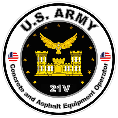 US Army Concrete and Asphalt Equipment Operator Sticker Military Decal 5"