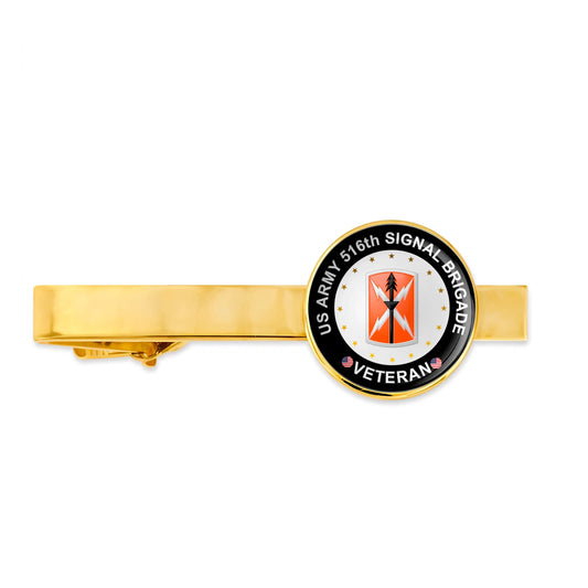 Us Army 516th Signal Brigade Military Veteran Tie Clip Tie Bar Gift