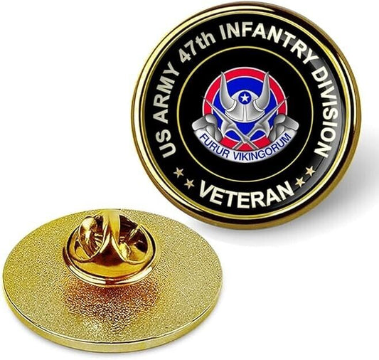 US Army 47th Infantry Division Veteran Tie Suit Shirt Lapel Pin - Gold