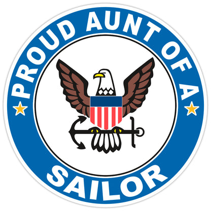 Proud Aunt of a Sailor U.S. Navy Round Bumper Sticker Military Vinyl Decal 5"