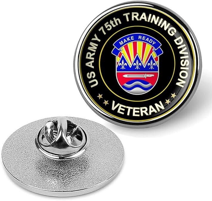 US Army 75th Training Division Veteran Tie Suit Shirt Lapel Pin - Silver