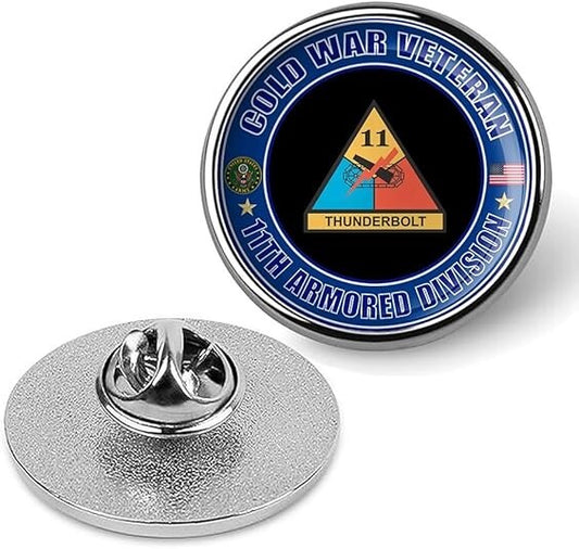 Cold War Veteran 11th Armored Division Tie Suit Shirt Lapel Pin - Silver