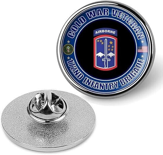 Cold War Veteran 172nd Infantry Brigade Tie Suit Shirt Lapel Pin - Silver