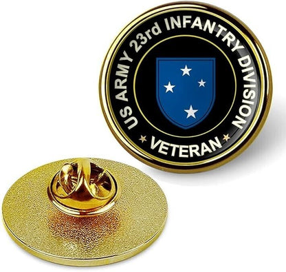 US Army 23rd Infantry Division Veteran Tie Suit Shirt Lapel Pin - Gold