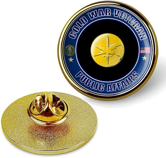 Cold War Veteran Public Affairs Tie Suit Shirt Lapel Pin - Gold