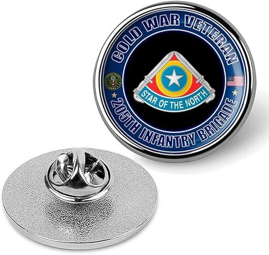 Cold War Veteran 205th Infantry Brigade Tie Suit Shirt Lapel Pin - Silver