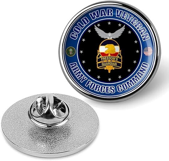Cold War Veteran Army Forces Command Tie Suit Shirt Lapel Pin - Silver