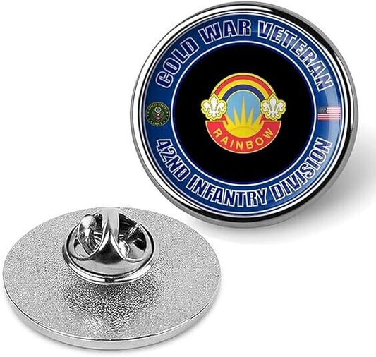 Cold War Veteran 42nd Infantry Division Tie Suit Shirt Lapel Pin - Silver