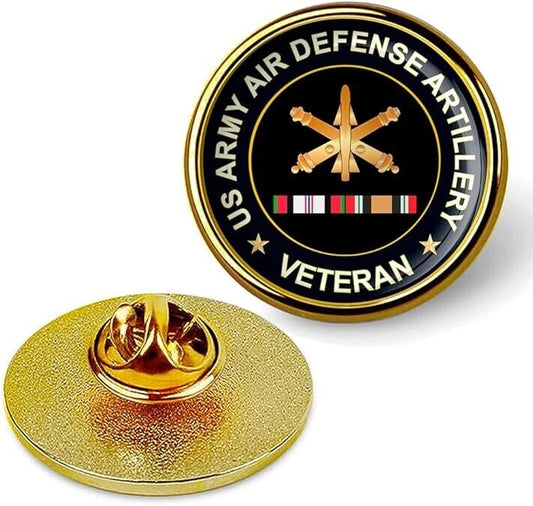 US Army Air Defence Artillery Veteran Tie Suit Shirt Lapel Pin - Gold