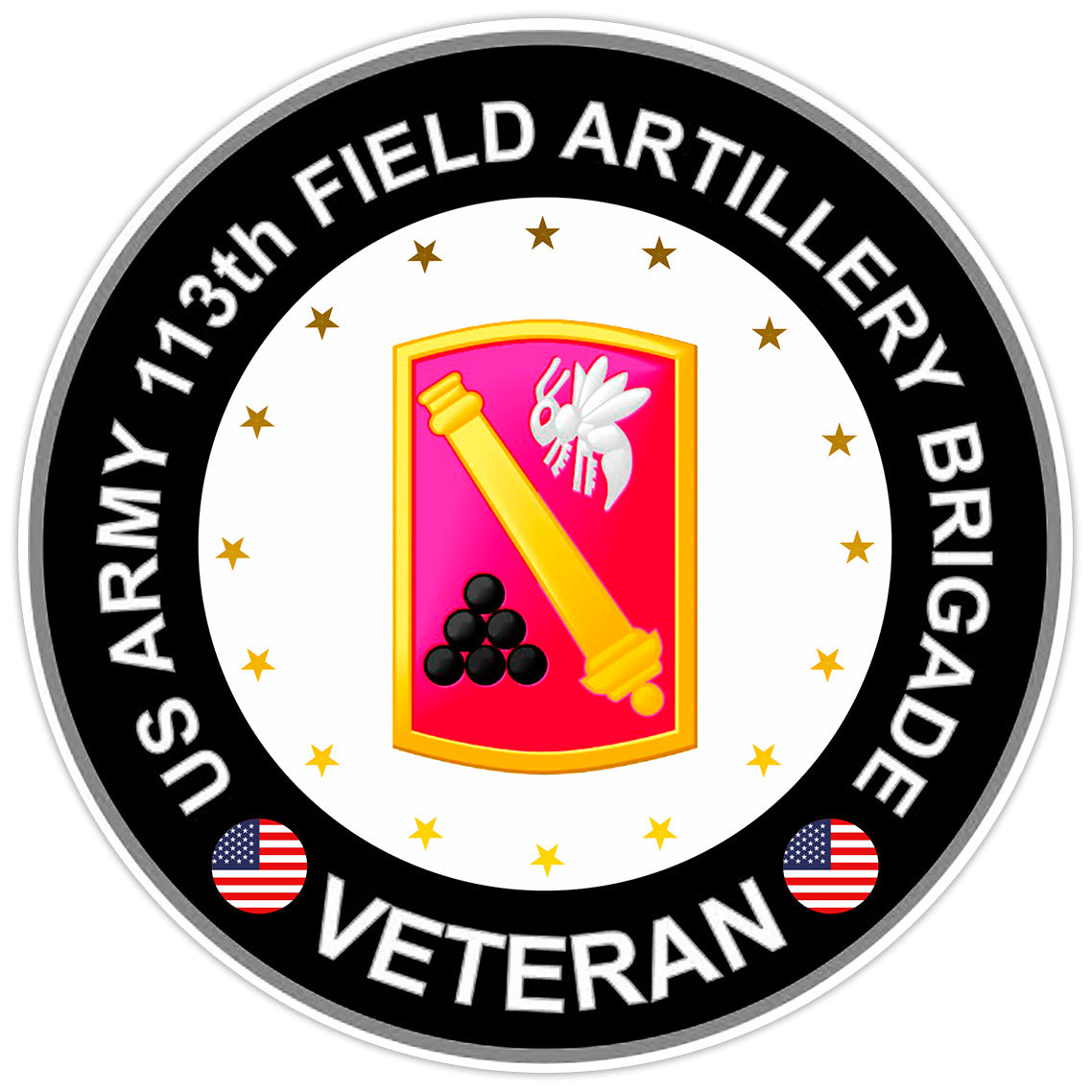 US Army 113th Field Artillery Brigade Veteran Bumper Sticker Military Decal 5"