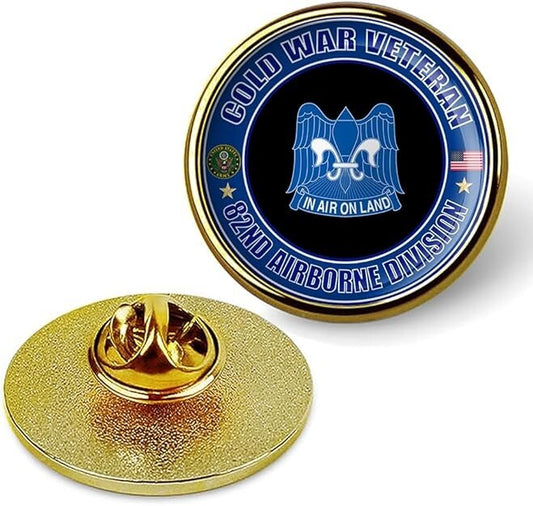 Cold War Veteran 82nd Airborne Division Tie Suit Shirt Lapel Pin - Gold
