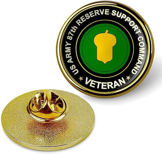 US Army 87th Reserve Support Command Veteran Tie Suit Shirt Lapel Pin - Gold