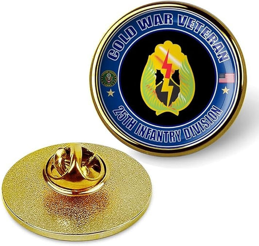 Cold War Veteran 25th Infantry Division Tie Suit Shirt Lapel Pin - Gold