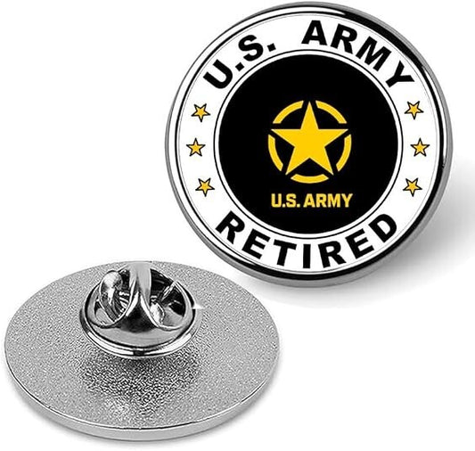 U.S. Army Retired Lapel Pin Veteran Tie Suit Shirt Pinback-Silver