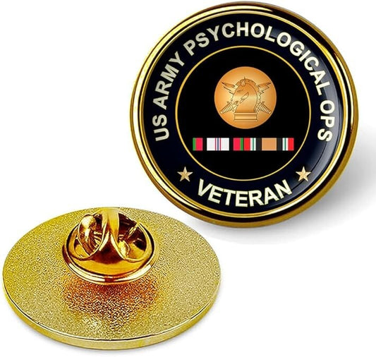 US Army Psychological Ops Veteran Tie Suit Shirt Lapel Pin - Gold