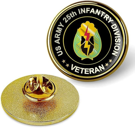 US Army 25th Infantry Division Veteran Tie Suit Shirt Lapel Pin - Gold