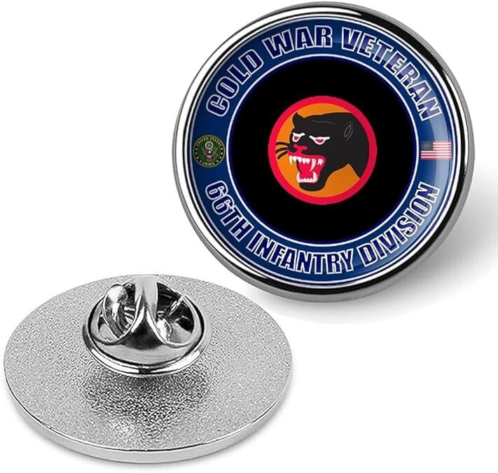 Cold War Veteran 66th Infantry Division Tie Suit Shirt Lapel Pin - Silver