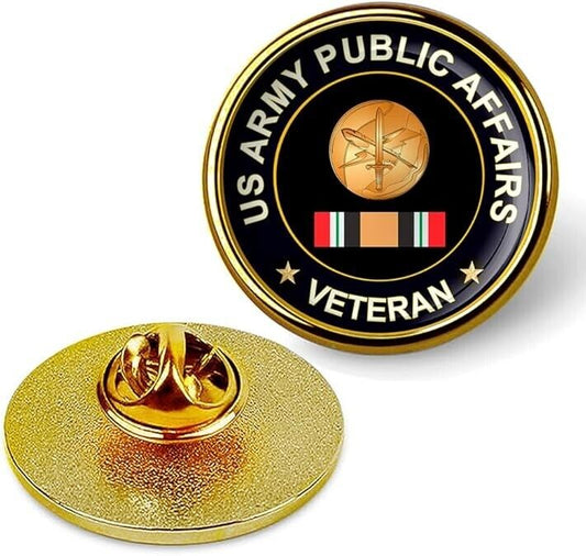US Army Public Affairs Veteran Tie Suit Shirt Lapel Pin - Gold