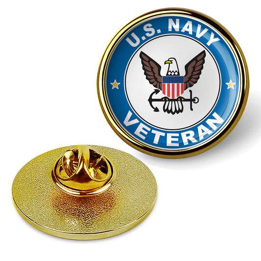 U.S. Navy Veteran Tie Tac, Hat Pin, Badge, Military Emblem Lapel Pin - Gold