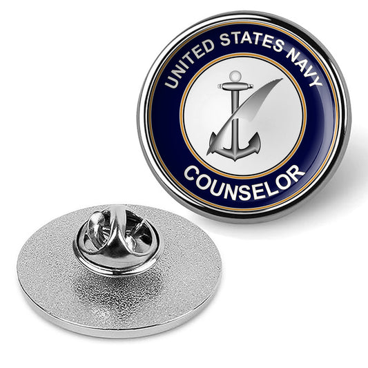 U.S. Navy Counselor Tie Tac, Hat Pin, Badge, Military Emblem Lapel Pin - Silver