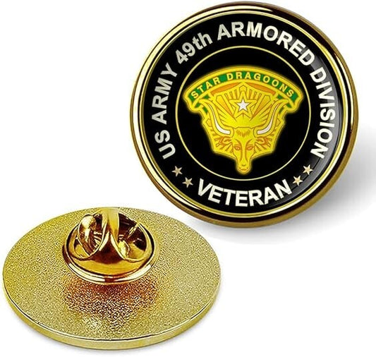 US Army 49th Armored Division Veteran Tie Suit Shirt Lapel Pin - Gold