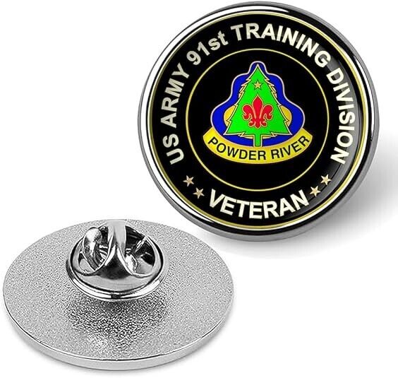 US Army 91st Training Division Veteran Tie Suit Shirt Lapel Pin - Silver