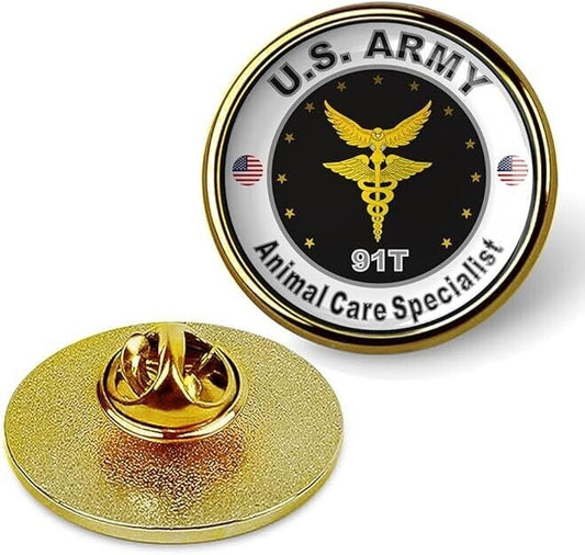 United States Army Animal Care Specialist Tie Suit Shirt Lapel Pin - Gold