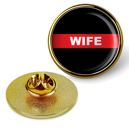 First Responder Firefighter Thin Red Line Wife Brooches & Pins - Gold