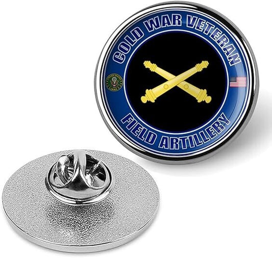 Cold War Veteran Field Artillery Tie Suit Shirt Lapel Pin - Silver