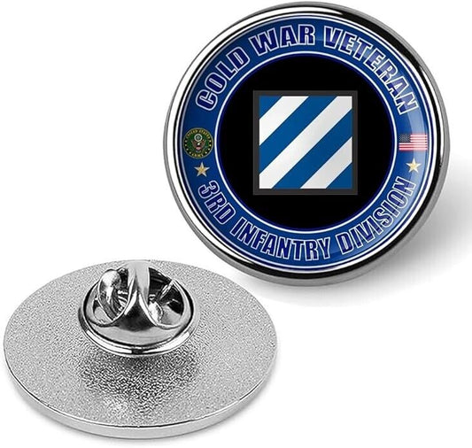 Cold War Veteran 3rd Infantry Division Tie Suit Shirt Lapel Pin - Silver