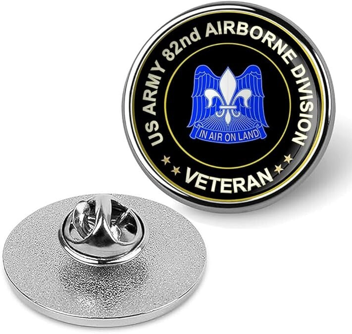 US Army 82nd Airborne Division Veteran Tie Suit Shirt Lapel Pin - Silver