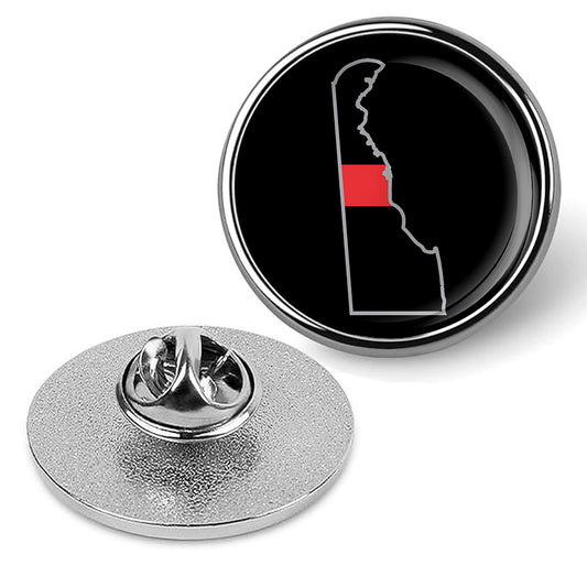 First Responder Thin Red Line Delaware Firefighter Brooches & Pins - Silver