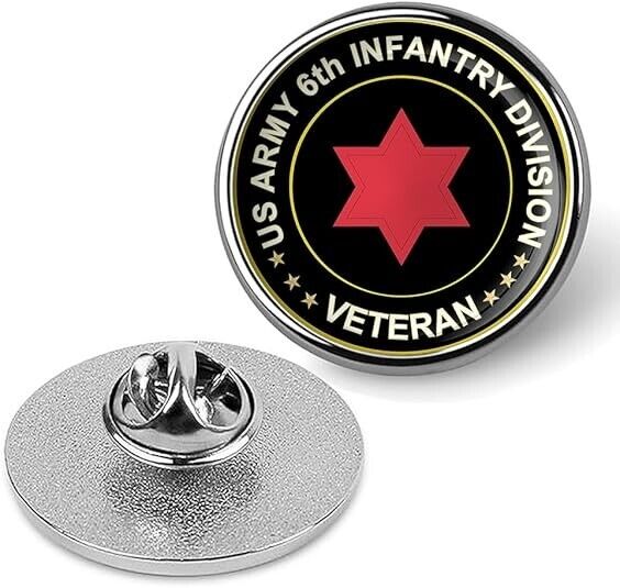 US Army 6th Infantry Division Veteran Tie Suit Shirt Lapel Pin - Silver