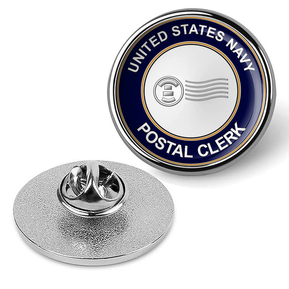 U.S. Navy Postal Clerk Tie Tac, Hat Pin, Military Emblem Lapel Pin - Silver