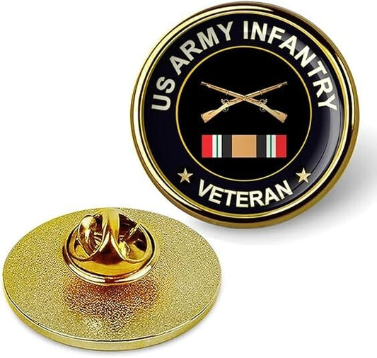 US Army Infantry Veteran Tie Suit Shirt Lapel Pin - Gold