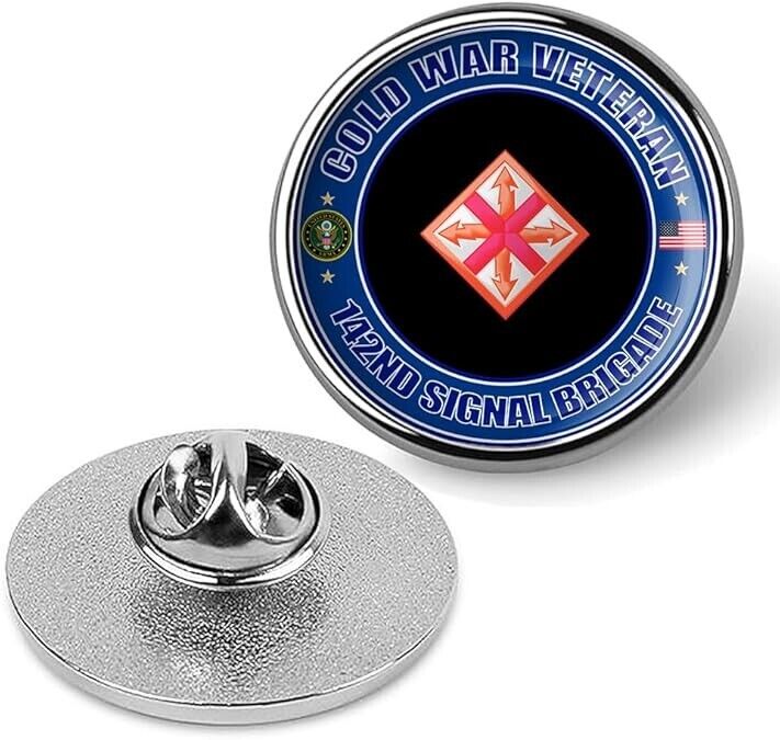 Cold War Veteran 142nd Signal Brigade Tie Suit Shirt Lapel Pin - Silver