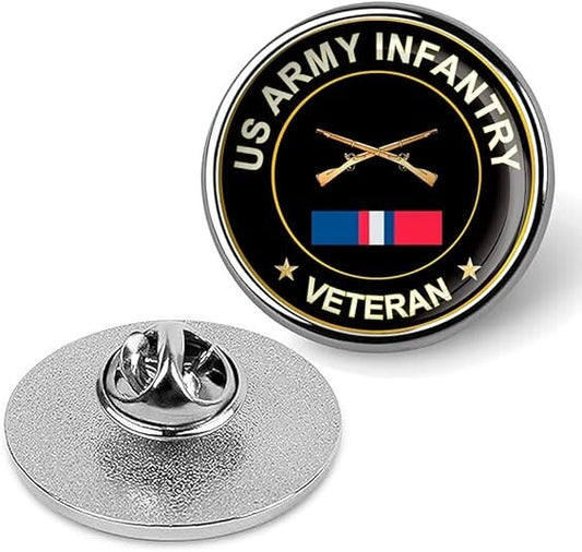 US Army Infantry Veteran Tie Suit Shirt Lapel Pin - Silver