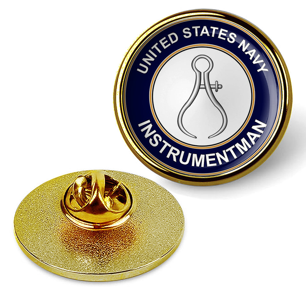 U.S. Navy Instrumentman IM Tie Tac, Hat Pin, Badge, Military Lapel Pin - Gold
