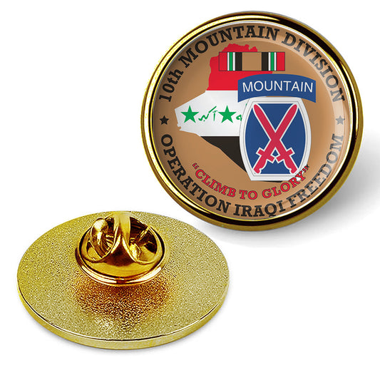 10th Mountain Division Operation Iraqi Freedom Pin Lapel Tie Suit Shirt - Gold