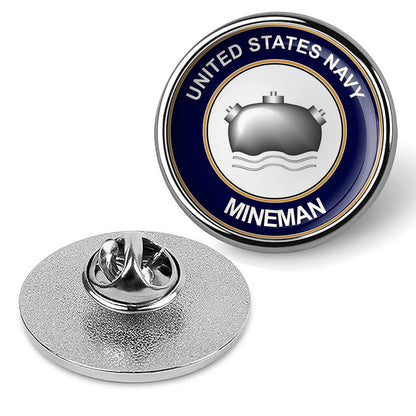 U.S. Navy Mineman MN Tie Tac, Hat Pin, Military Emblem Lapel Pin - Silver