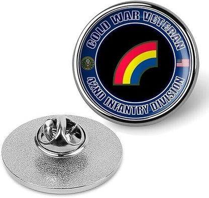 Cold War Veteran 42nd Infantry Division Tie Suit Shirt Lapel Pin - Silver