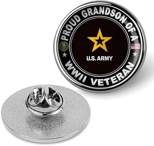 Proud Grandson Of A Wwii Veteran Tie Suit Shirt Lapel Pin - Silver