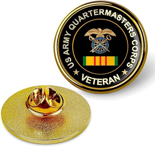 US Army Quartermasters Corps Veteran Tie Suit Shirt Lapel Pin - Gold
